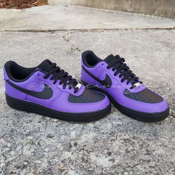 Nike Air Force 1 Low Black n Purple Custom NWT - Picture 4 of 9